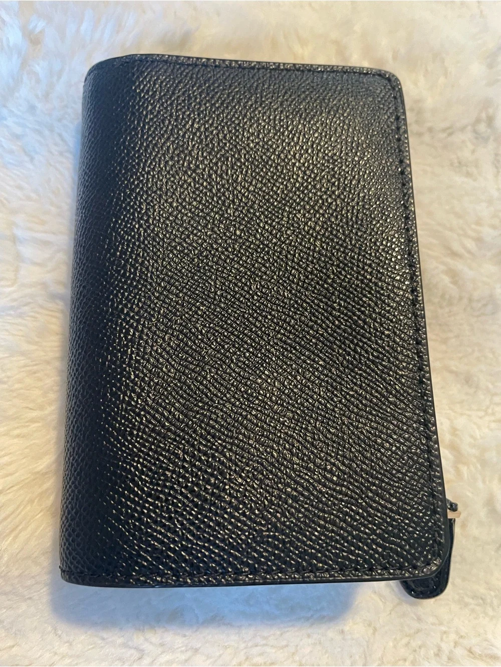 Coach Black Saffiano Leather Phone Wallet with Gold Logo